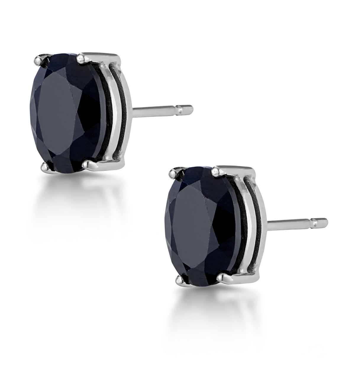 Sapphire 7mm x 5mm and 9K White Gold Earrings